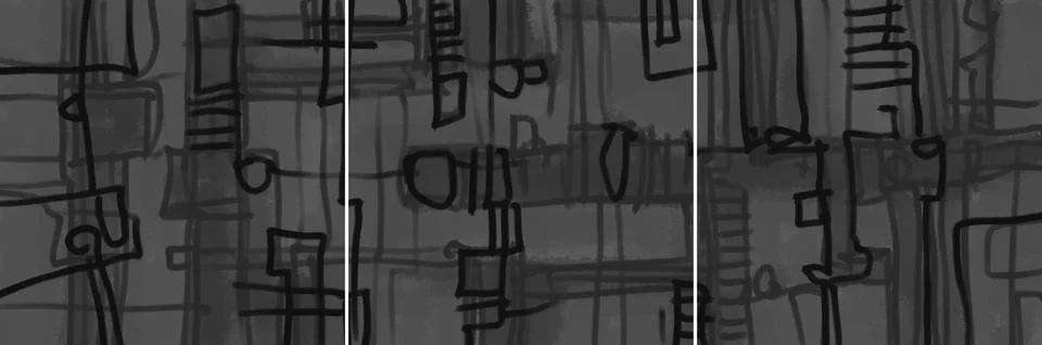 Modern interior triptych Stockillustratie