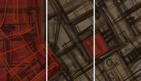 Modern interior triptych 스톡 일러스트