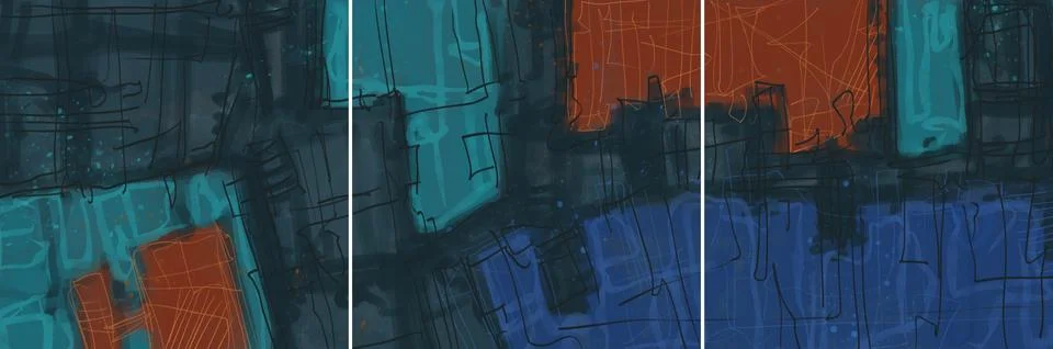Modern interior triptych 스톡 일러스트