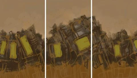 Modern interior triptych Illustrazione stock