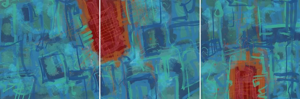 Modern interior triptych 스톡 일러스트