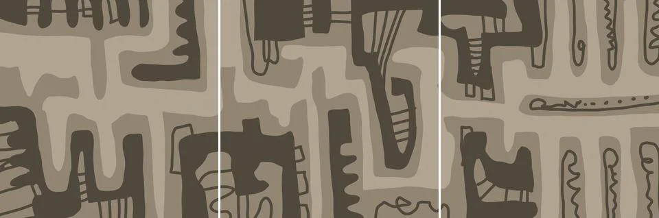 Modern interior triptych Stockillustratie