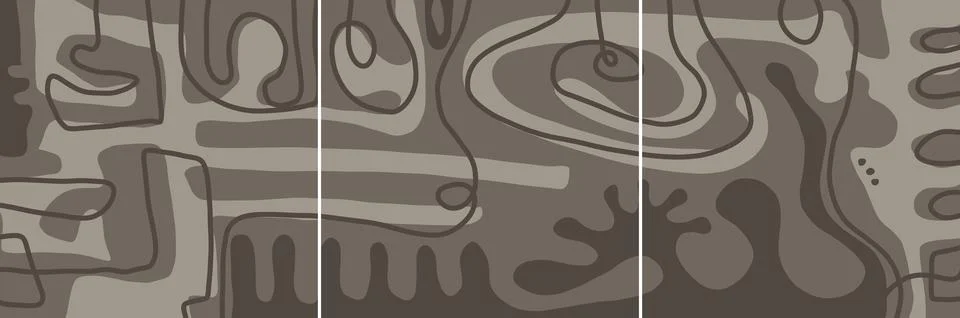 Modern interior triptych Stock Illustration