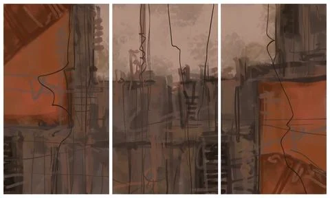 Modern interior triptych イラスト素材