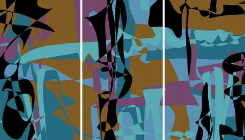 Modern interior triptych Stockillustratie