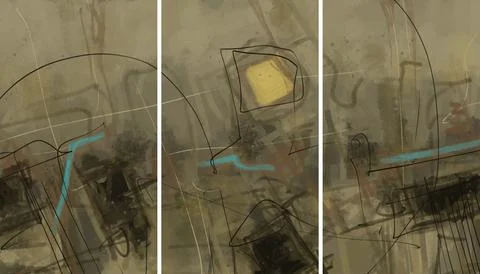 Modern interior triptych Illustrazione stock