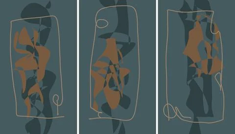 Modern interior triptych Illustrazione stock