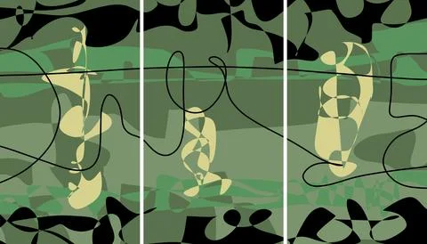 Modern interior triptych Illustrazione stock