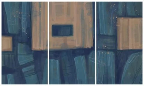 Modern interior triptych Illustrazione stock