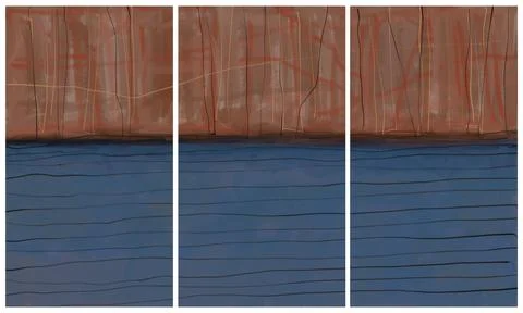 Modern interior triptych Stock Illustration
