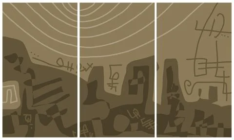 Modern interior triptych 스톡 일러스트