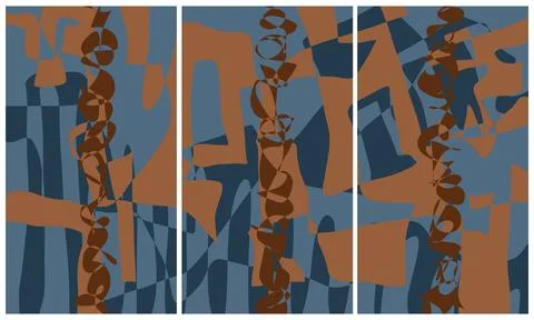 Modern interior triptych Stock Illustration