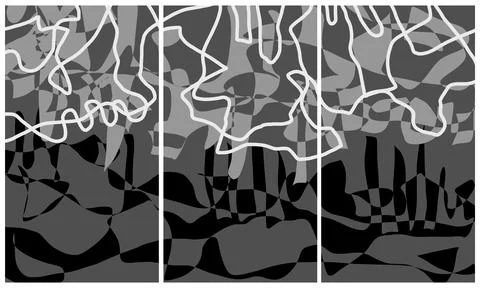 Modern interior triptych Stock Illustration