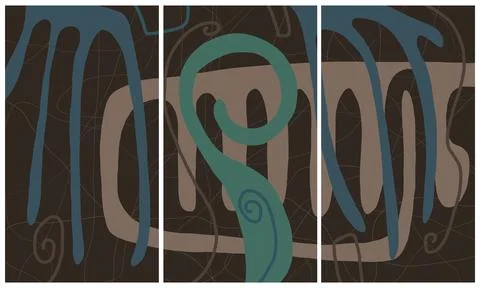 Modern interior triptych Illustrazione stock