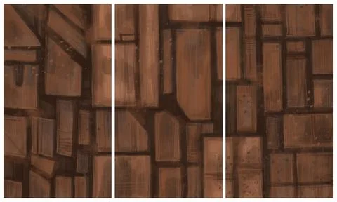 Modern interior triptych Stock Illustration
