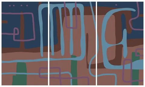 Modern interior triptych Illustrazione stock