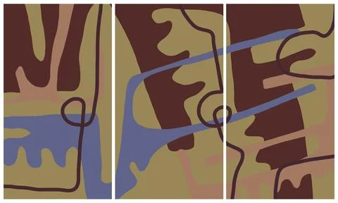 Modern interior triptych 스톡 일러스트