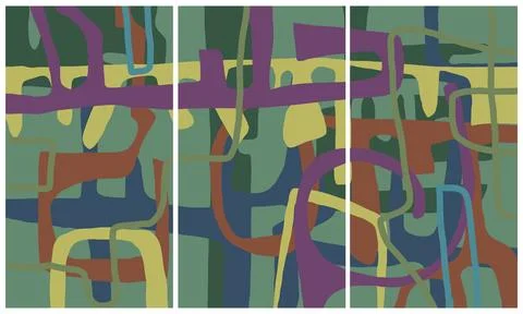 Modern interior triptych Illustrazione stock