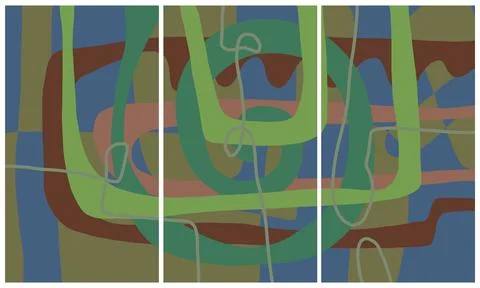 Modern interior triptych 스톡 일러스트