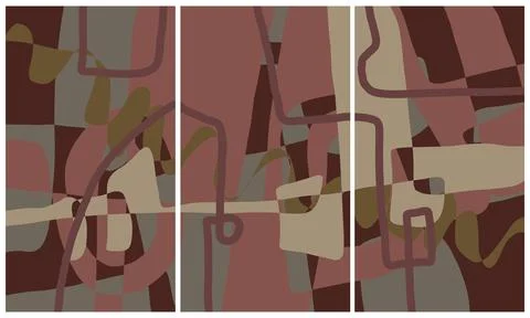 Modern interior triptych 스톡 일러스트