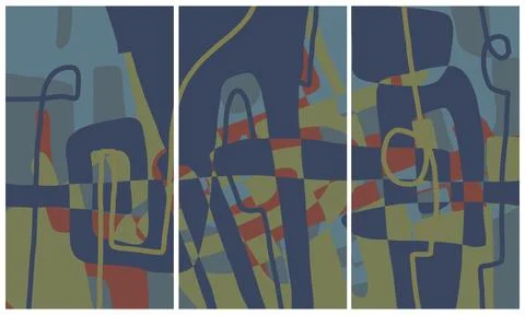 Modern interior triptych イラスト素材