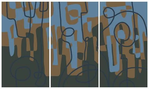 Modern interior triptych 스톡 일러스트