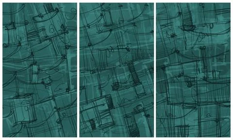 Modern interior triptych イラスト素材