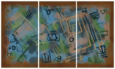Modern interior triptych 스톡 일러스트