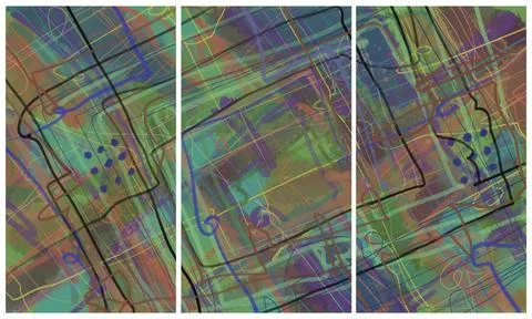 Modern interior triptych Stock Illustration