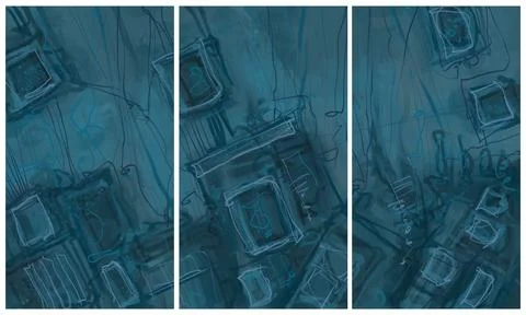 Modern interior triptych Stock Illustration