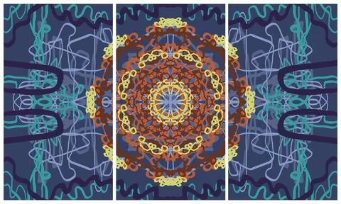 Modern interior triptych Stock-Illustration