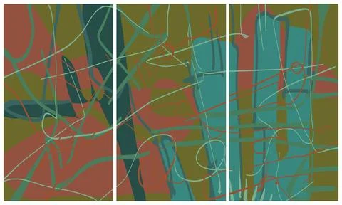 Modern interior triptych 스톡 일러스트