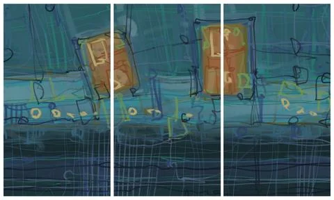 Modern interior triptych 스톡 일러스트