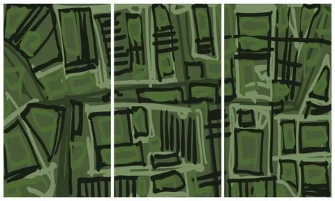 Modern interior triptych Illustrazione stock