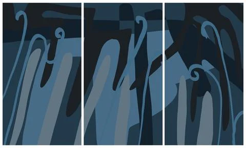 Modern interior triptych Stockillustratie