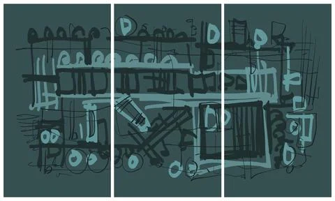 Modern interior triptych イラスト素材