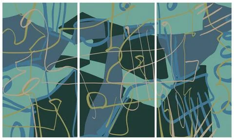 Modern interior triptych Stockillustratie
