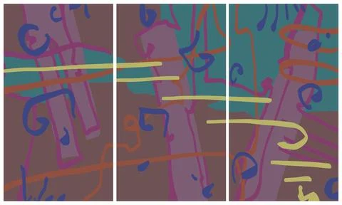 Modern interior triptych イラスト素材