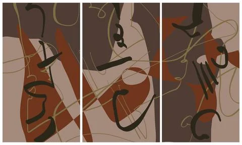 Modern interior triptych 스톡 일러스트
