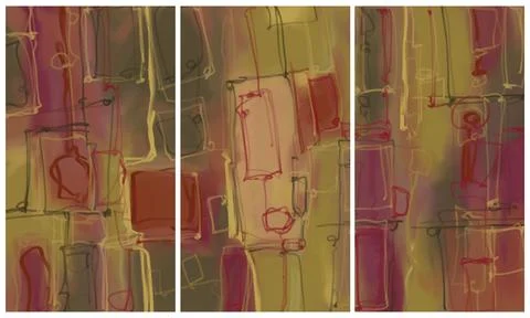 Modern interior triptych Illustrazione stock
