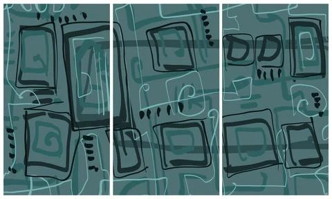 Modern interior triptych Illustrazione stock
