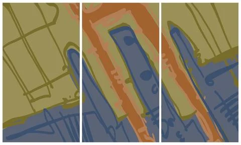 Modern interior triptych Illustrazione stock