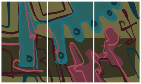 Modern interior triptych Illustrazione stock