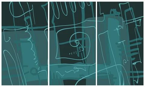 Modern interior triptych Illustrazione stock