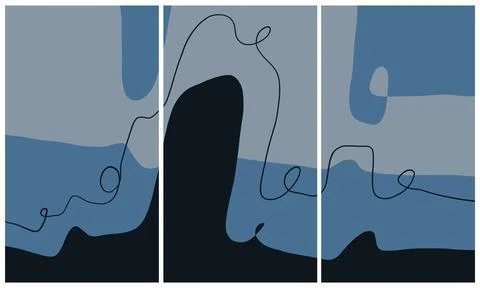 Modern interior triptych 스톡 일러스트