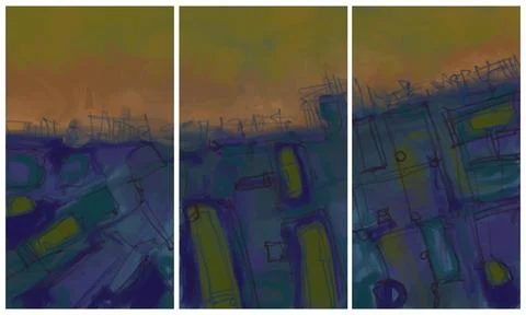 Modern interior triptych Stockillustratie