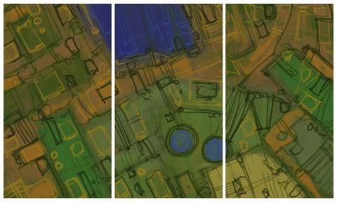 Modern interior triptych 스톡 일러스트