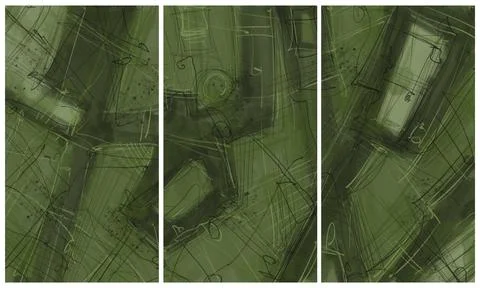 Modern interior triptych Stock Illustration