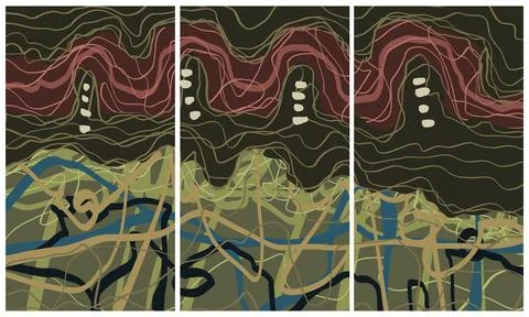 Modern interior triptych Illustrazione stock