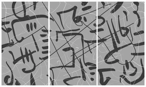 Modern interior triptych Ilustração Stock